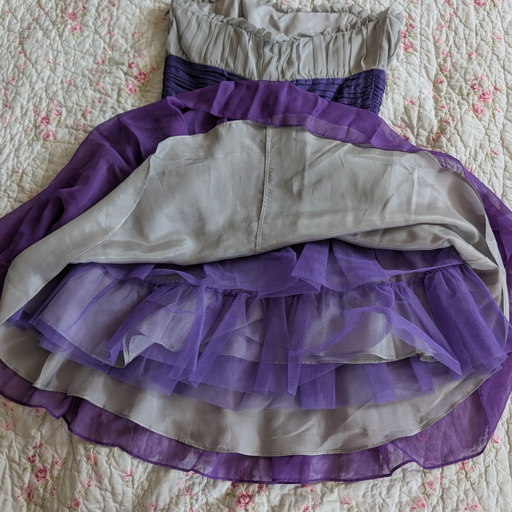 Strapless Purple Ombre Bow Party Dress - Picture 4 of 6